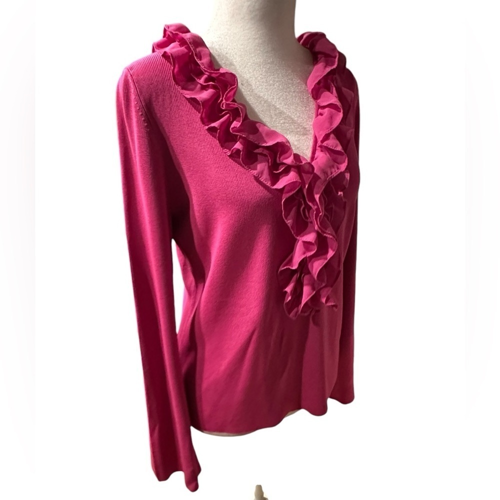 Oscar de la Renta ruffle tops size L - Picture 3 of 10